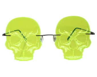 Schädel Gothic Steampunk Party Festival Kostüm Cosplay Neon Grün Gläser