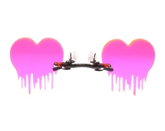 Avantgarde-Stil tropfende geschmolzene Herzform-Neon-Pink Pince-Nez-Brille