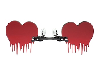 Tropfende geschmolzene Herzform Rote Pince-nez Gläser