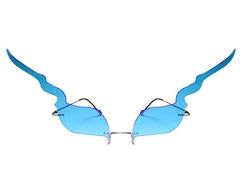 Funky Feuer Flamme Form Fiery Eye Blau Gläser