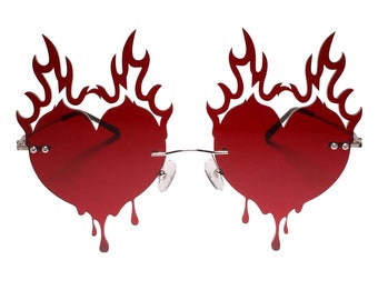 Feuer Flamme tropfendes geschmolzenes rotes Herz Gläser