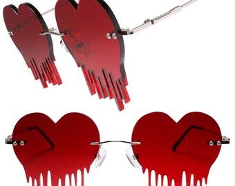 Tropfendes geschmolzenes rotes Herz Brille