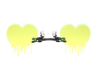 Avantgarde-Stil tropfende geschmolzene Herzform neongrüne Pince-Nez-Brille