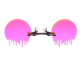 Avantgarde-Stil tropfende geschmolzene runde Neonpink Pince-Nez-Sonnenbrille