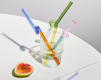 Artistry Glass Straws Twist Reusable Straws Heat Resistant Glass Straw Drinking Milk Tea Long Stem Glass Straw