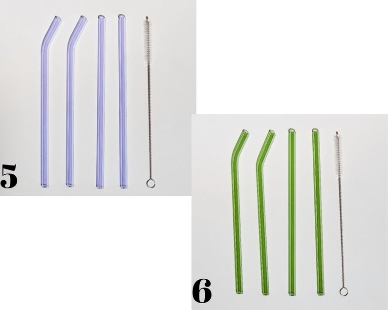 Glass Straw Set Colored Glass Straw Reusable Straws Eco Etsy