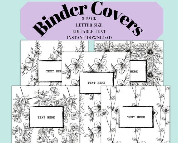 Printable Binder Inserts Set of 5 Personalized Binder - Etsy