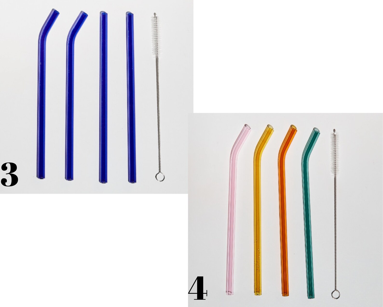 Glass Straw Set Colored Glass Straw Reusable Straws Eco Etsy