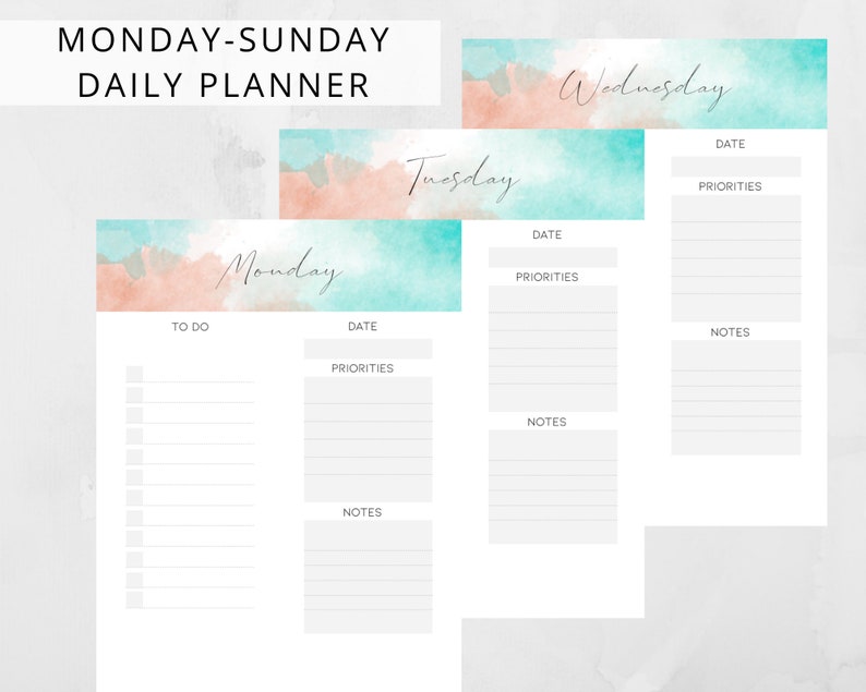 printable weekly planner template etsy