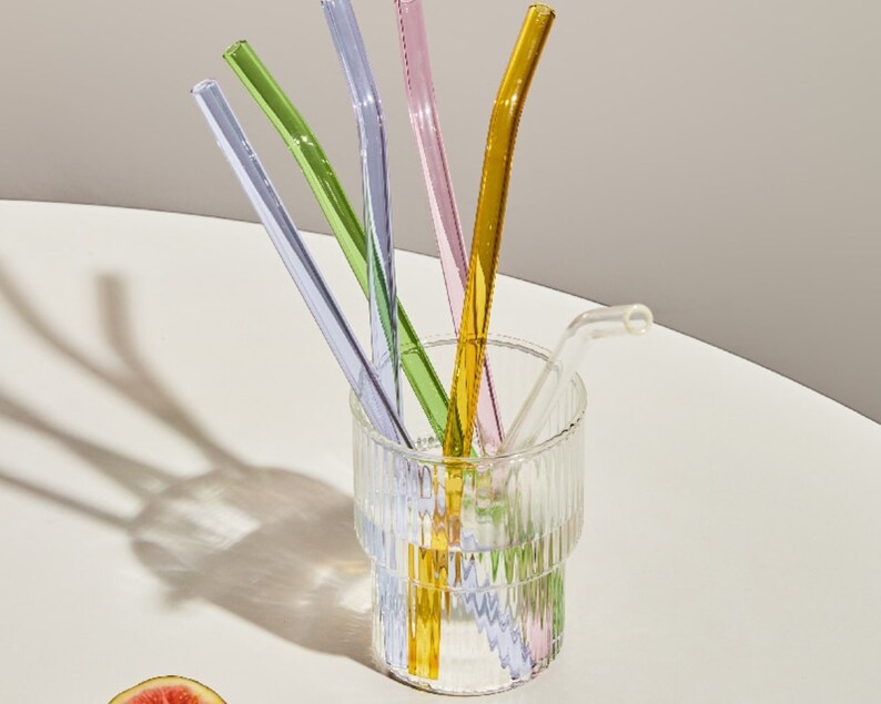 Glass Straw Set Colored Glass Straw Reusable Straws Eco Etsy