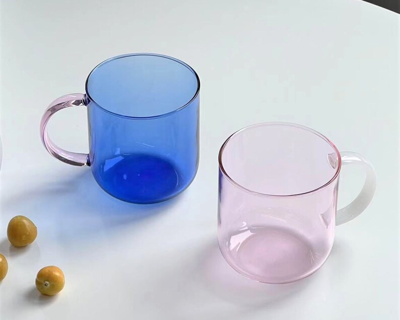 Colored Glass Mug Glass Drinkware High Borosilicate Glass Etsy