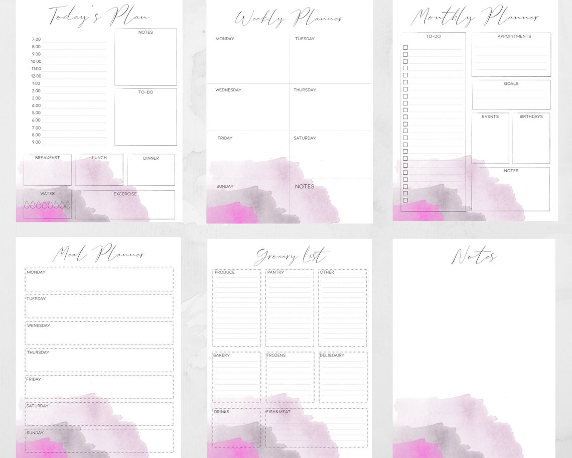 Printable Planner Inserts. 6 Pack Includes Letter Size Daily | Etsy