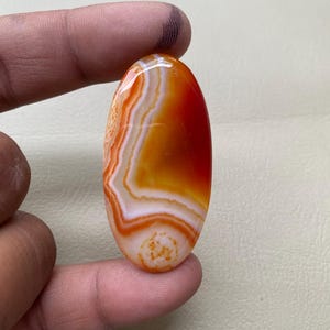 Natural Agate Cabochons Orange banded Agate Gemstone Orange banded Agate Loose Semiprecious Jewelry Making Size 49X24X6 MM Approx