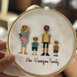 Custom Cross Stitch Family Portrait