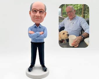 Personalized Clay Bobblehead Dolls, Custom Birthday Gifts 3D Sculptures, Grandfather Anniversary Gifts ,Dad Birthday Gifts, Gifts for Him