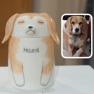 Custom dog urn, Dog Memorial Urn,Dog Urn gift, dog pottery container with lid, custom portrait pet urn, cat urn, pet memorial gift, pet urn