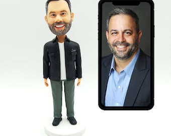 Custom Bobblehead Doll, Personalized Clay Sculpture Gift,Anniversary/Birthday Gift for Men/Dads