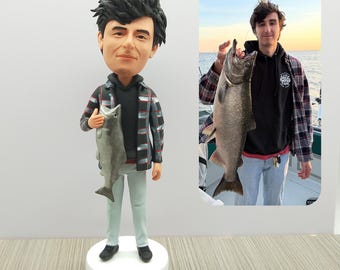 Custom Fishing Bobblehead Doll, Personalized Fisherman 3D Statue,fishing gift for him