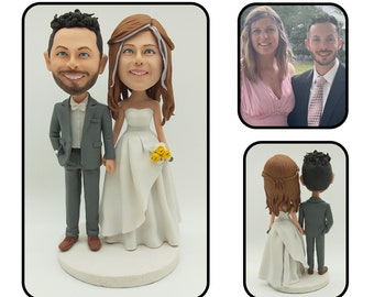 Custom Wedding Cake Toppers, Personalized Cake Toppers For Weddings, Custom Wedding Bobbleheads For Couple, Anniversary Couple Bobblehead