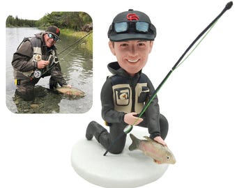 Custom Fishing bobbleheads, Custom Fisherman 3D Statues, Fishing Commemorative Prizes, Custom Fishing Gifts, Fishing Enthusiast figures Gift