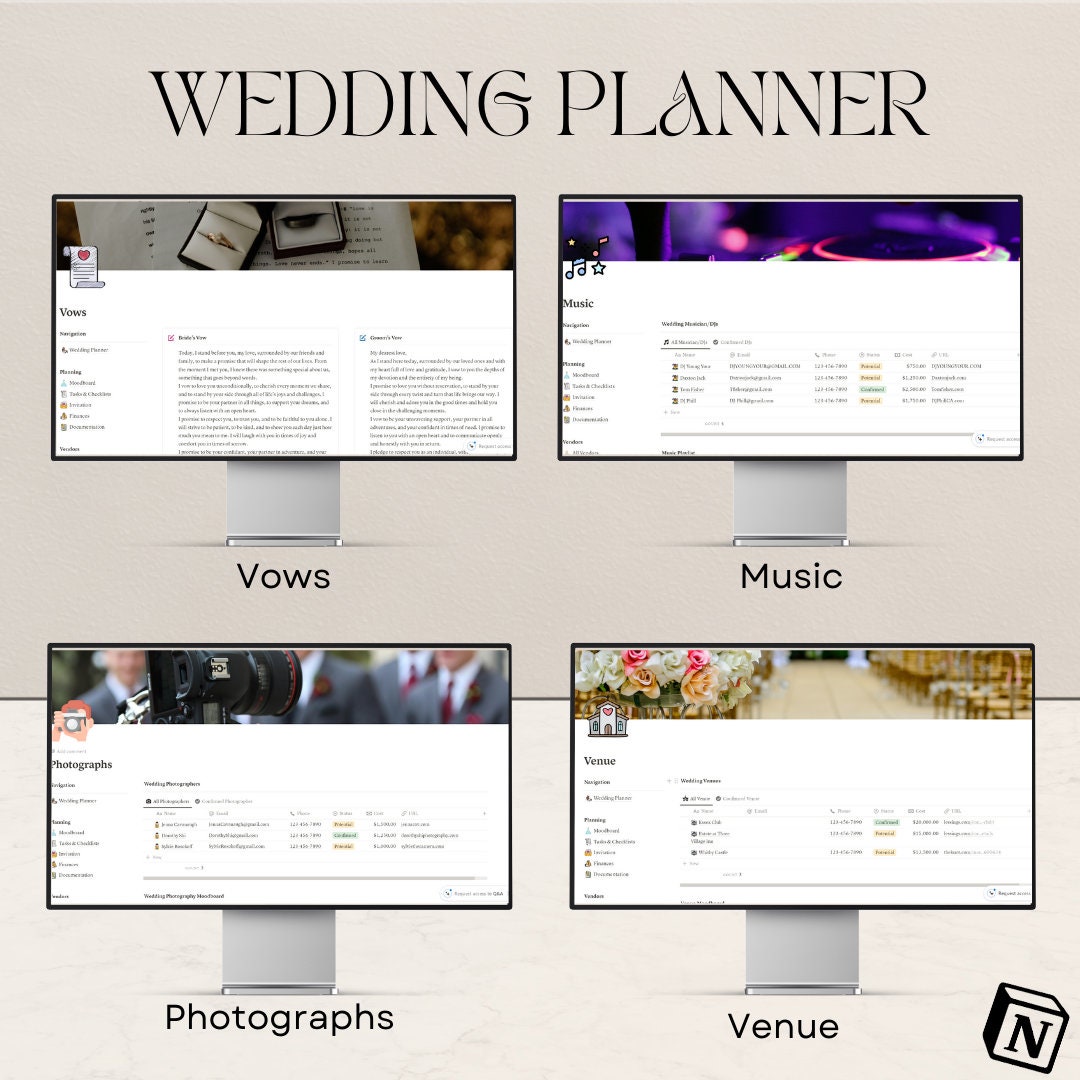 The Ultimate Notion Wedding Template, Notion Template, Notion Planner ...