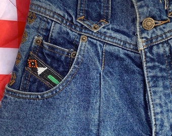 embroidered jeans etsy