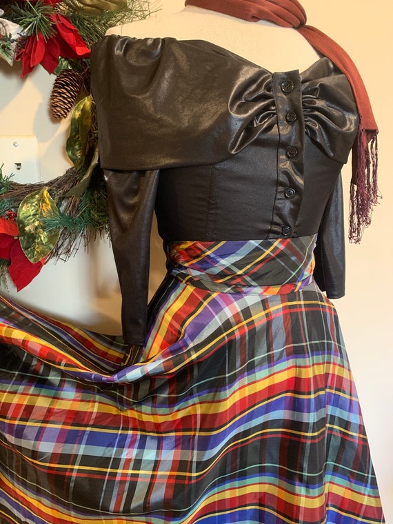 High-Waisted Plaid Taffeta Skirt