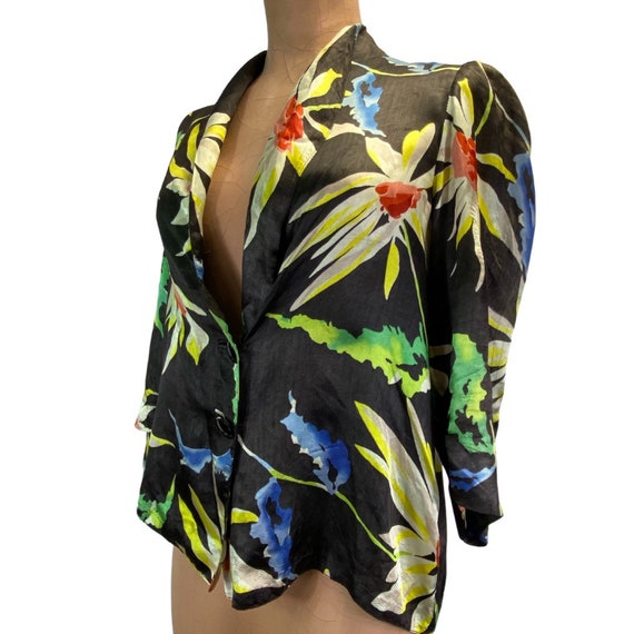 1920s/30s Floral Print Pleated Blouse with Buttons