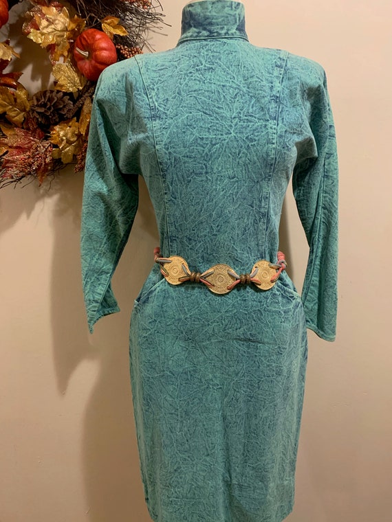 1980s Acid Wash Button-back Dress