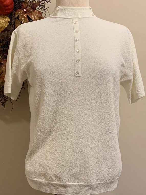 1950s/60s Short-sleeve Mock Neck Button Knit
