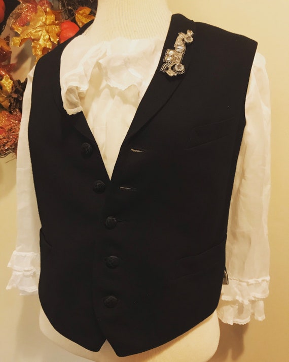 1920s/30s Vest with Detailed Buttons and Car Brooc