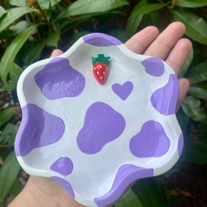 love strawberry cow clay trinket dish | cow print | trinket dish