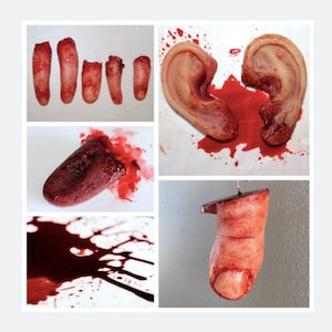 Bloody Severed Body Parts Bundle for Film, TV, special effects (SFX makeup), medical and first aid training, halloween costume, prop gift