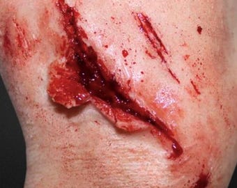 Deep Laceration Wound Silicone Prosthetic - Halloween Zombie SFX Makeup Special Effects Costume