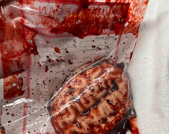 Bloody Mini Brain Specimen Organ Flesh Transplant Bag Prop Body Tissue Medical Gift Gag Decor Halloween Film Movie Morbid Horror