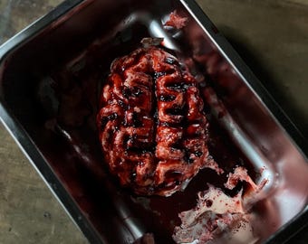 Gorey Severed Brain Specimen Medical Tray Horror Prop sfx makeup morbid gag gift