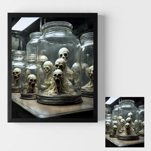 Konservierte Aliens in Specimens Gläsern Forensische Autopsie Kriminalität Digitale Kuriositäten Kuriositäten Makaber Anatomie Medizinische Kunst Dunkel Patient Dunkel Gruselig