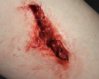 Laceration Cut Wound Silicone Prosthetic – SFX Makeup Halloween Costume Special Effects