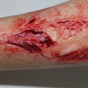 Arm Lacerations/Cuts Silicone Prosthetic Wound for Film, Halloween Costume, Zombie and SFX Makeup, Medical Training Forensic FX Morbid Cut