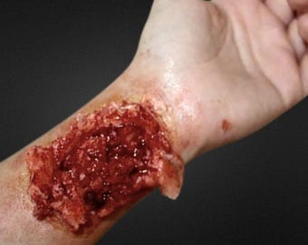 Torn Wrist Wound Silicone Prosthetic - Halloween Makeup Special Effects Makeup SFX Fake Injury