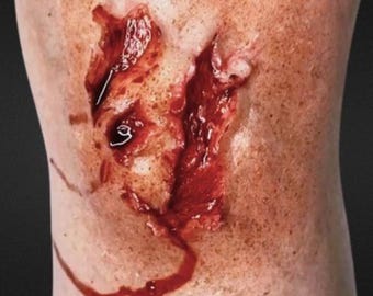 Deep Fatty Wounds Silicone Prosthetic - Film TV Makeup Halloween Costume SFX Fake Cuts