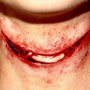 Exposed Slit Throat Knife Wound Silicone Prosthetic for Film, Halloween, Zombie Costume, SFX Makeup Medical Training Prop Morbid Anatomy
