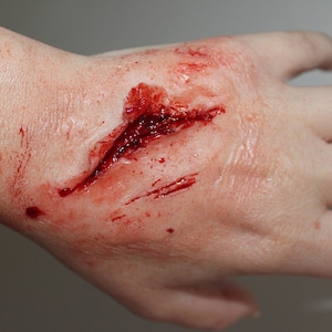 Small Shallow Laceration Wound Silicone Prosthetic for Film, TV, Halloween Costume, Zombie SFX Makeup Prop Medical Training by Forensic FX