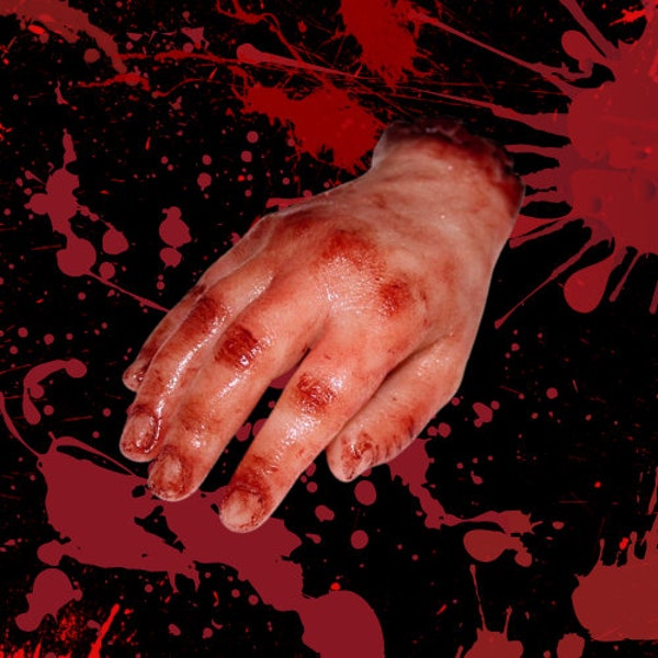 Bloody Severed Hand Prop Full Silicone for Film, TV, Special Effects Makeup (SFX), Halloween, Zombie, Medical, First Aid Training, Gag gift