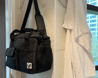 Carry on bag, weekend bag, Picnic Bag, flight bag, mens bag, minimalist bag, pet travel bag, Black Bag with Multi-Function Pockets