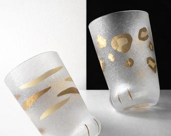Handmade Japanese Cat Paw Glass, Leopard or Tiger Print