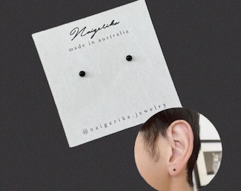 Mens stud, black stud earrings, 2mm Unisex stud, Resin black stud, black earrings, minimalist earrings, mens stud earrings, gift for him