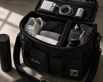 Custom Embroidered Black Bag, Personalized, Travel, Organizer