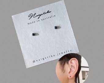 Mens stud, black stud earrings, 2mm Unisex stud, Resin black stud, black earrings, minimalist earrings, mens stud earrings, grey stud