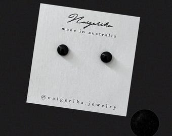 Mens stud, black stud earrings, 6mm Unisex stud, Resin black stud, black earrings, minimalist earrings, mens stud earrings, gift for him